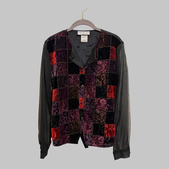 Vintage Bedford Fair Whimsigoth Festival Velvet Burnout Long Sleeve Top Size 14 - Picture 9 of 9